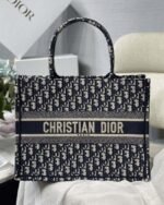 Dior Medium Book Tote Bag Replica in Blue Dior Oblique Embroidery - Image 2
