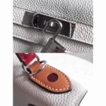 White Hermes Kelly 28cm Knockoff Bag with Zigzag Handle - Image 4