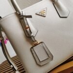 White Prada Double Medium Tote Bag Knockoff - Image 7