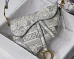 Dior Saddle Bag Fake in Grey Toile de Jouy Embroidery - Image 2