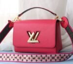 Louis Vuitton Epi Leather Twist MM Handbag In Red With Embroidered Strap - Image 3