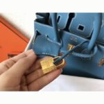 Luxury Hermes Birkin 25cm Counterfeit in Blue Jean Color - Image 8