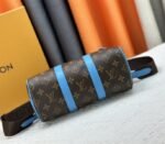 Louis Vuitton Monogram Macassar Canvas Keepall Bandouliere 25 In Gaston Blue - Image 5