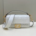 Fendi Baguette White Leather Bag