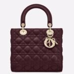 Dior Lady Dior Medium Bag Replica in Bordeaux Lambskin