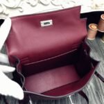 Bordeaux Swift Leather Knockoff Hermes Kelly Danse Elegant Bag - Image 8