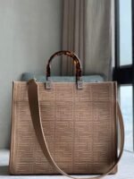 Top Quality Knockoff Fendi Sunshine Medium Tote Bag In Beige FF Fabric - Image 10