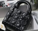 Dior Lady Dior Mini Bag in Black Calfskin with Diamond Motif - Image 11