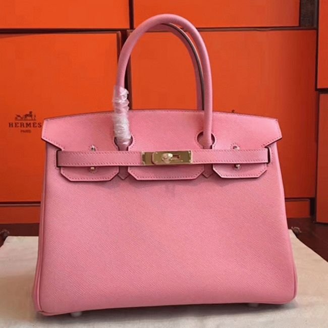 B53E8E9B-4E05-ED66-A820-974B050C2A48.jpg Pink Handmade Imitation Hermes Birkin 30cm Tote - Image 1