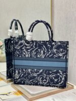 Dior Large Book Tote Bag Replica in Blue Dior Roses Embroidery - Image 2