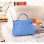 Celeste Epsom Replica Hermes Kelly 20cm Soft Blue Purse - Image 2