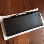Black Epsom Fake Hermes Kelly Cut Clutch Sleek Handbag - Image 6