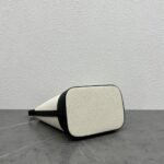Top Quality Fake Celine Small Bucket Cuir Triomphe In White Textile - Image 10