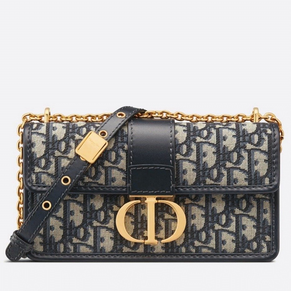 B65E7E2E-01FB-435E-CD42-3C78463345F5.jpg Dior 30 Montaigne East-West Bag with Chain Knockoff in Blue Oblique Jacquard - Image 1