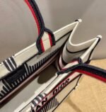 Dior Large Book Tote Bag Fake in DiorAlps White Three-Tone Embroidery - Image 4