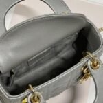 Dior Lady Dior Mini Chain Bag Replica in Grey Pearlescent Lambskin - Image 4