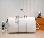 Louis Vuitton Taiga Leather Keepall Bandouliere 50 Travel Bag In White