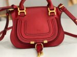 Red Grained Leather Chloe Marcie Mini Double Handle Fake Bag - Image 5