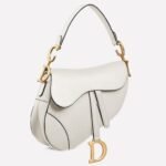 Dior Saddle Bag Replica in White Grained Calfskin
