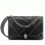 Knockoff Bvlgari Serpenti Cabochon Medium Bag Black Calfskin