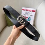 WIDE LEATHER BELT WITH DOUBLE G BUCKLE - Image 8