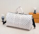 LV Monogram Shadow Keepall Bandouliere 50 In White - Image 3
