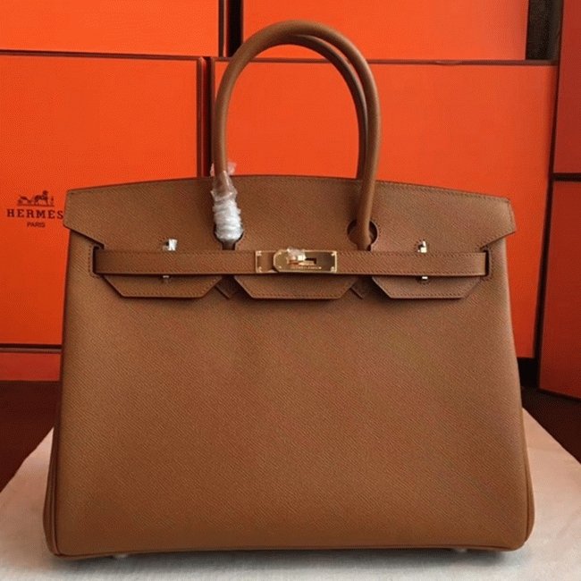 B7CAF0DF-384B-E100-DD1E-A6882F9ECCB5.jpg Brown Luxury Replica Hermes Birkin 35cm Handbag - Image 1
