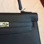 Black Epsom Fake Hermes Kelly 25cm Sellier Structured Purse - Image 4
