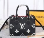 Louis Vuitton Bicolor Monogram Empreinte Leather Onthego PM Bag In Black And Beige