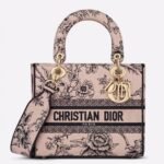 Dior Lady D-Lite Medium Bag Knockoff in Powder Jardin Botanique Embroidery