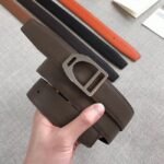 Knockoff Hermes Etrier buckle belt in taupe shade