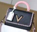 Louis Vuitton Epi Leather Twist MM Bag In Black With Braided Edges Flap - Image 3