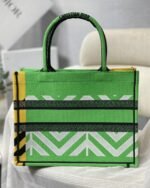 Dior Medium Book Tote Bag Faux in Green D-Jungle Pop Embroidery - Image 3