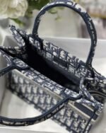 Dior Small Book Tote Bag Replica in Blue Dior Oblique Embroidery - Image 3