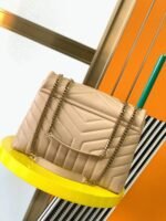 Fake Saint Laurent LouLou Medium Chain Bag Beige - Image 2