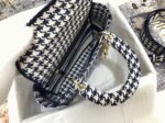 Dior Lady D-Lite Medium Bag Replica in Black   White Houndstooth Embroidery - Image 8