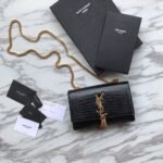 Yves Saint Laurent ‘Medium Monogram Sunset’ Croc Embossed Leather
