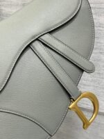 Dior Saddle Bag with Strap Fake in Grey Stone Grained Calfskin - Image 4