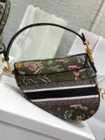Dior Saddle Bag Knockoff in Green Multicolor Dior Petites Fleurs Embroidery - Image 8