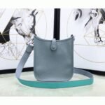 Blue Lin Color Fake Hermes Evelyne II TPM Compact Bag - Image 7