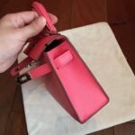 Rose Lipstick Chevre Faux Designer Hermes Kelly 20CM Bag - Image 5