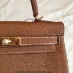 Gold Clemence Knockoff Hermes Kelly Retourne 28cm Classic Bag - Image 5