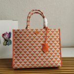 Prada Symbole Large Bag Imitation in Orange/White Jacquard Fabric - Image 5