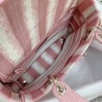 Dior Lady D-Lite Medium Bag Replica in Pink D-Stripes Embroidery - Image 2