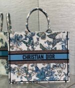 Dior Large Book Tote Bag Replica in White and Blue Toile de Jouy Mexico Embroidery - Image 4