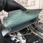 Blue Lin Crocodile Copy Hermes Kelly Cut Clutch Elegant Purse - Image 7