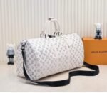 LV Monogram Shadow Keepall Bandouliere 50 In White - Image 2