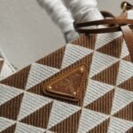 Prada Symbole Small Bag Knockoff in White/Brown Jacquard Fabric - Image 3