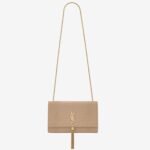Fake Saint Laurent Kate Medium Tassel Bag Beige Crocodile-embossed Leather
