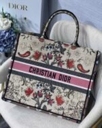 Dior Large Book Tote Bag Fake in Multicolor Dior Flowers Embroidery - Image 3